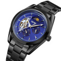 SKMEI 9237 Мужские роскошные светящиеся часы из нержавеющей стали Автоматические механические наручные часы с фазой луны